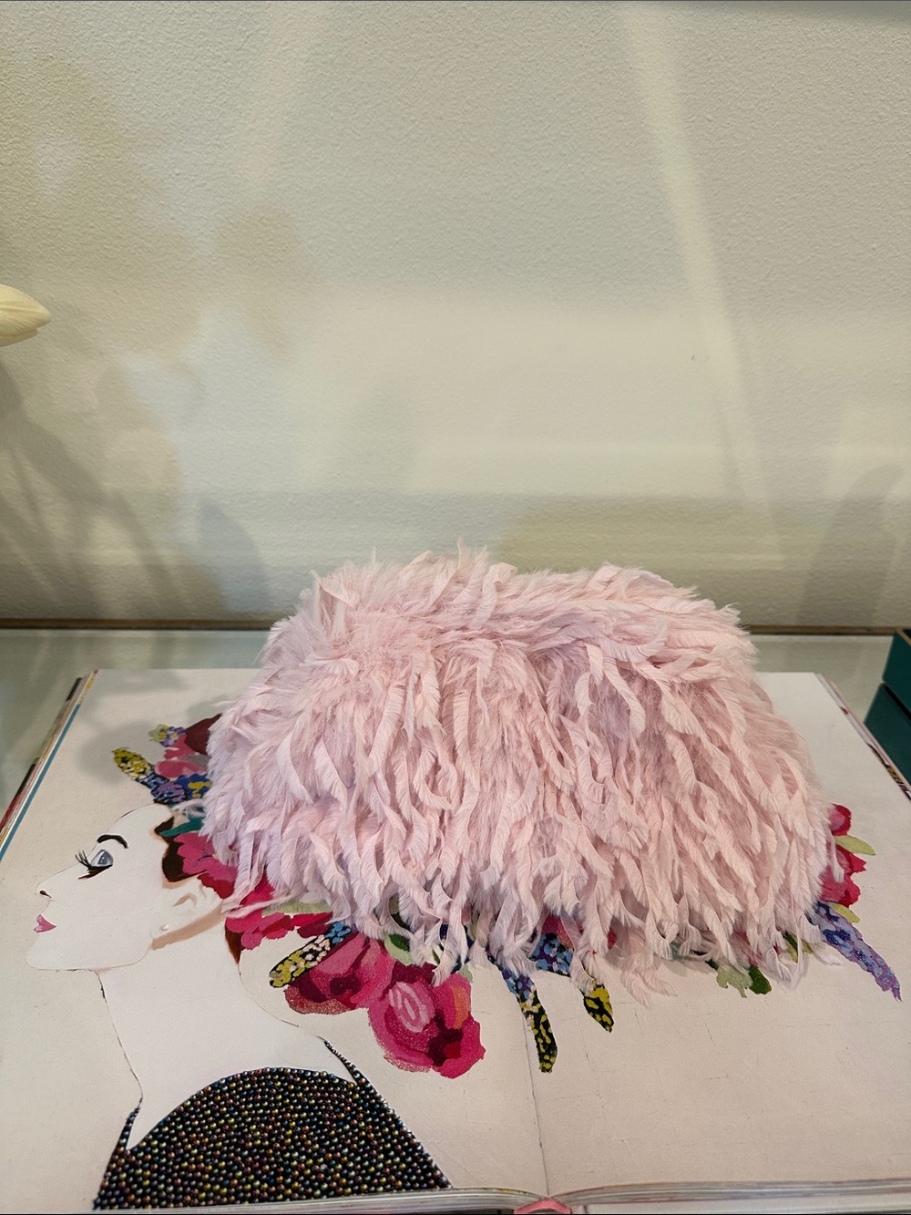 Women’s Pink Faux Feather Clutch